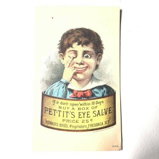 Pettit’s Eye Salve Howard Bros Fredonia York Avilia In Victorian Trade Card