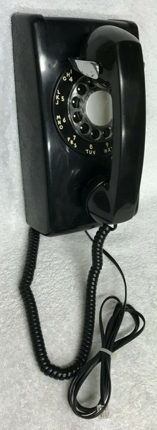 Vintage 1960s Western Electric A/b 554 2 - 68 Black Rotary Dial Wall Mount Phone