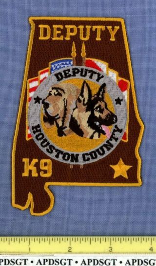Houston County Deputy Sheriff K - 9 Alabama Police Patch State Shape K9 Dog Canine