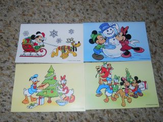 Vintage Grand Award Christmas Cards Walt Disney Co Micky Minnie Mouse Pluto
