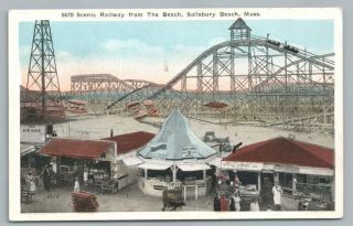Roller Coaster Salisbury Beach Ma Antique Scenic Railway Moxie Soda Sign 1910s