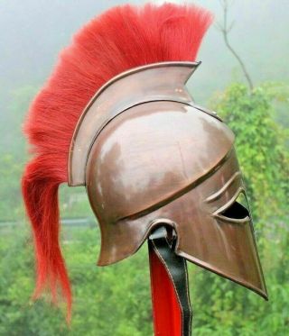Greek Corinthian Helmet Red Plume Armour Medieval Knight Spartan Reenactment Usa