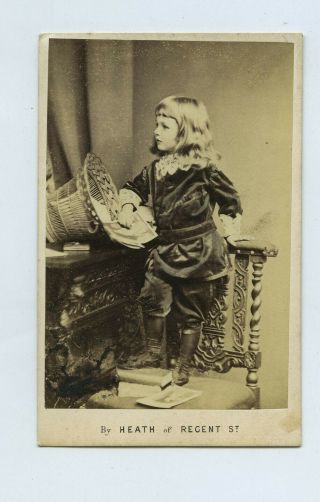 Boy In Little Lord Fauntleroy Suit & Basket C1860s Cdv Photo By Heath Of London