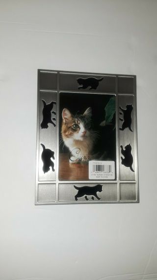 Cat Felt Silhouette Table Frame Pewter Like Metal Easel Style 5 1/4 " W - 6 3/4 " H.
