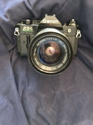 Vintage 1980s Canon Ae - 1 35mm Slr Film Camera W/ Vivitar 35 - 70mm Lense