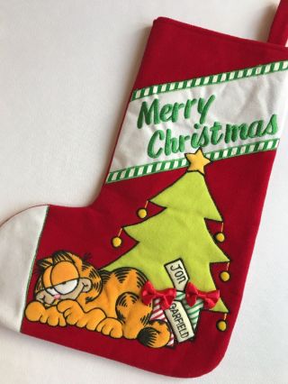 Garfield Christmas Stocking Euc Merry Tree