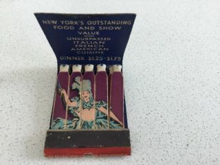 Vintage Full Feature Sticks Matchbook,  Jimmy Kelly’s The Montmartre Of York