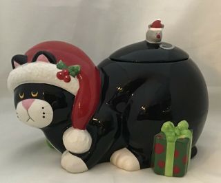 Black & White Cat Meowy Christmas Cookie Jar Florida Marketplace