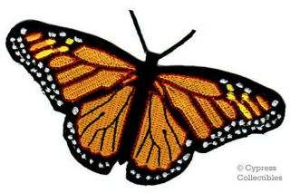 Monarch Butterfly Patch Iron - On Embroidered Applique Craft