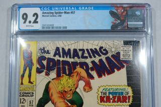 SPIDERMAN 57 CGC 9.  2 WHITE PAGES 2