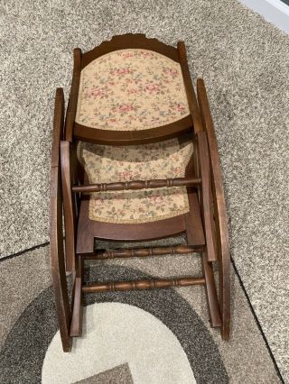 Vintage Tapestry Folding Rocking Chair