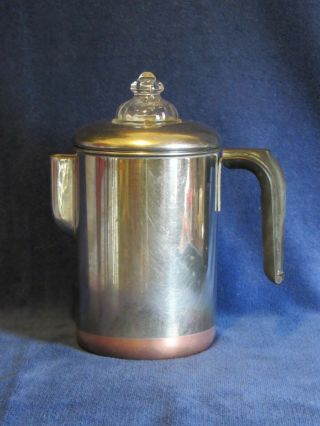 Vintage Copper Clad Revere Ware Stove Top Coffee Pot Percolator Complete