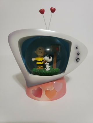 Peanuts Snoopy " Be My Valentine Charlie Brown " Water Globe Retro Mcm Tv Westland