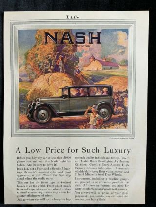 E Nash Light Six Sedan Ad 11 X 8 1/4