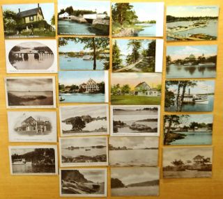 22 Postcards All Meadows River Maine Me Inn Steamers Gurnet Oakhurst Island