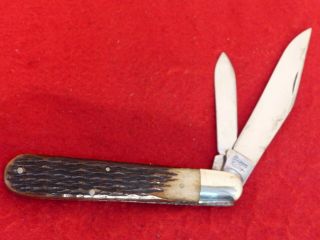 Vintage Queen City Usa Two Blade Bone 4.  5 " Jack Knife