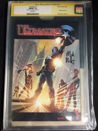 Cgc 9.  8 Dynamic Forces The Ultimates 1 (2002) Signed By Mark Millar Avengers