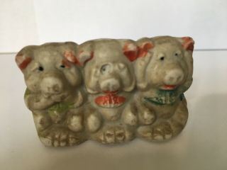 Vintage - Miniature Bisque - See / Hear / Speak - No Evil - Three Pigs - Japan
