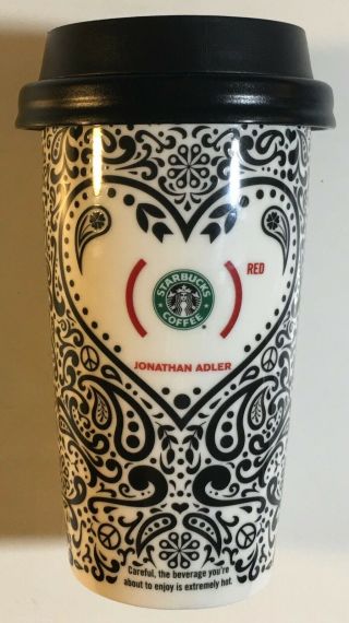 Starbucks 2010 Jonathan Adler Product Red Paisley Tumbler Travel Coffee Mug Cup