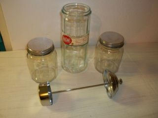 Pfaltzgraff Tablecraft old fashion straw dispenser & 2 jars w/lids 2