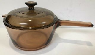 Corning Ware Amber Visions 2.  5l Covered Saucepan Pot Made In Usa