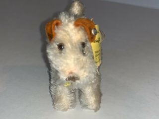 Vintage Steiff Fox Terrier Dog Toy Bow,  Bell,  Label,  Tag,  Button Foxy