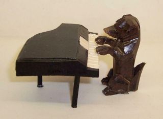 Vintage CARVED WOOD Wooden DACHSHUND DOG Piano ORCHESTRAL BAND Black Forest 2