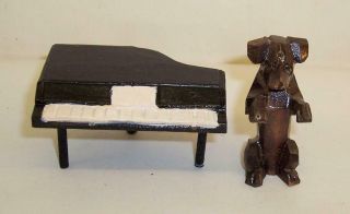 Vintage CARVED WOOD Wooden DACHSHUND DOG Piano ORCHESTRAL BAND Black Forest 3