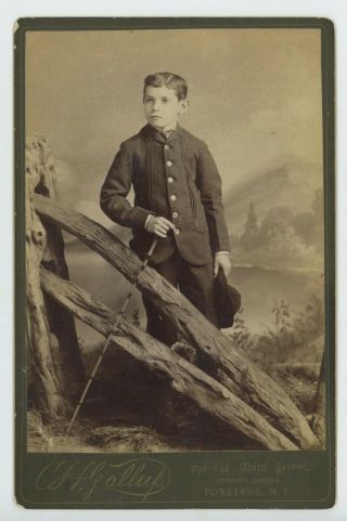 Cabinet Card Dapper Cute Young School Boy Cane Suit Poughkeepsie Ny Identified