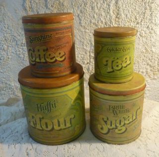 Ballonoff Vintage 4 - Canister Set Flour Sugar Coffee Tea