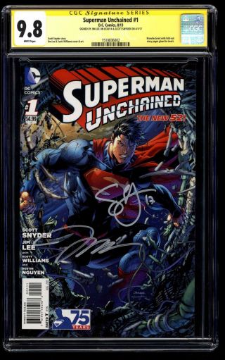 Superman Unchained 1 Cgc Nm/m 9.  8 Ss Signed By Jim Lee & Scott Snyder