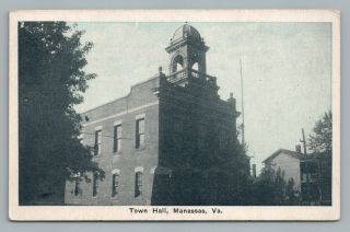 Town Hall Manassas Virginia—rare Antique Postcard Dowell 
