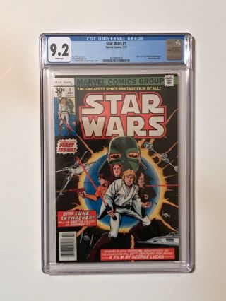 Star Wars Number 1 Comic Book 1977 First Print Cgc White Pages 9.  2.  Just Came