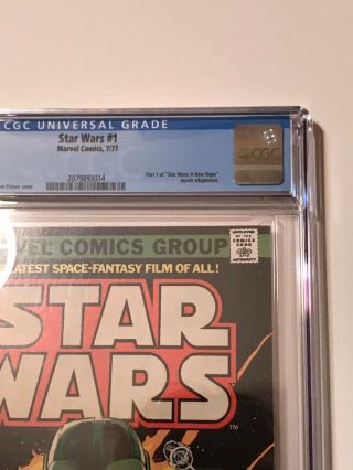 STAR WARS number 1 COMIC BOOK 1977 First Print CGC WHITE PAGES 9.  2.  Just Came 3