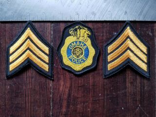Vintage Omaha Police Department Sargent And Shield Patches