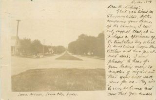 Avenue 1908 Iowa City Iowa Rppc Real Photo Postcard 196