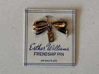 1940’s Esther Williams Friendship Pin On Card
