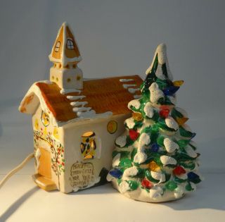 Dept 56 Country Church 50054 Has Colored Christmas Lights Glued In