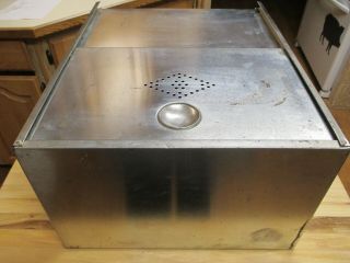 Large Vintage Hoosier Cabinet Metal Bread Box With Sliding Door Drawer Insert.