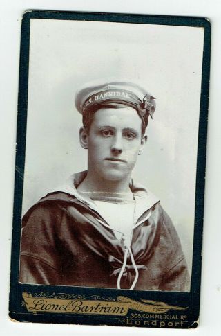 Victorian Cdv Photo Military Naval Rating Hms Hannibal Landport Photographer