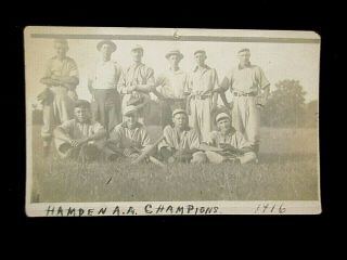 Hamden Clinton Nj 1916 Baseball Team Champions Real Photo Postcard With Names