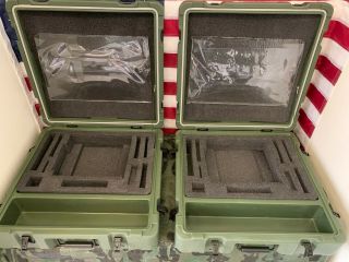 Set of 2 Pelican Hardigg Weatherproof Green Military Storage Cases 2