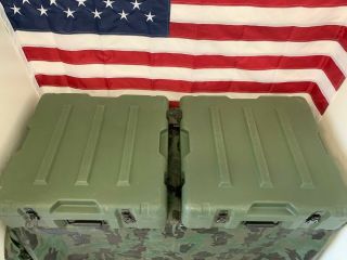 Set of 2 Pelican Hardigg Weatherproof Green Military Storage Cases 3