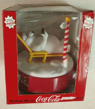 Vintage Coca Cola Alarm Clock Polar Bear Rotating Musical Nib