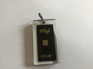 Intel Key Chain Keychain With Embedded 386 And 486 Processors.  30 Years Old.