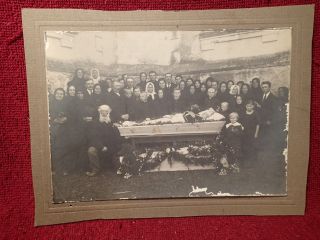 Early 1900 People,  Dead Man Open Coffin Post Mortem Photo On Cardboard European