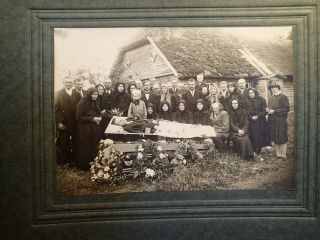 3) Early 1900 Open Coffin Man Post Mortem Large Photo On Cardboard European