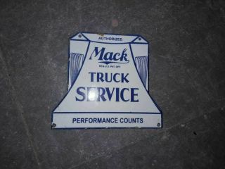 Porcelain Mack Truck Service Enamel Sign Size 7 " X 8 " Inches
