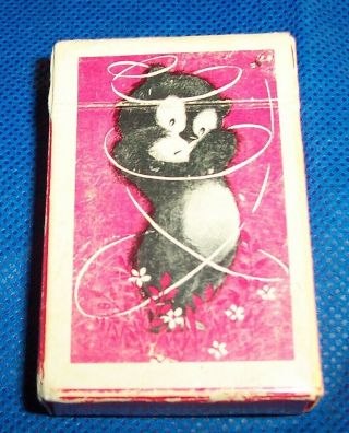 Vtg 50s Arrco Tom Thumb Junior Size Bear,  Bee Mini Deck Playing Cards Racoon?