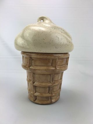 Vintage Vanilla Ice Cream Curl Cone Cookie Jar Ceramic Large 12 " Tall
